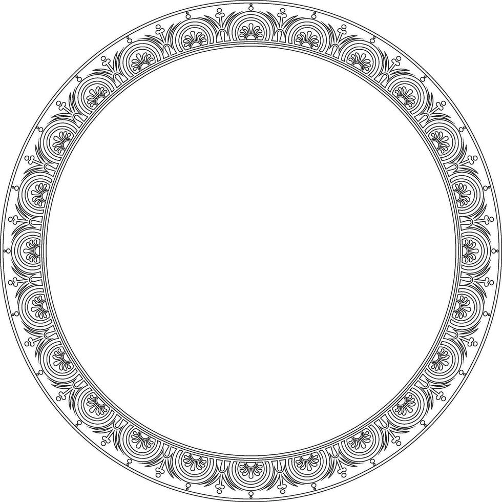 round black contour border, frame, Pompeii ring. Circle Neopolitan ornament. Art of Ancient Rome. Template for stained glass vector
