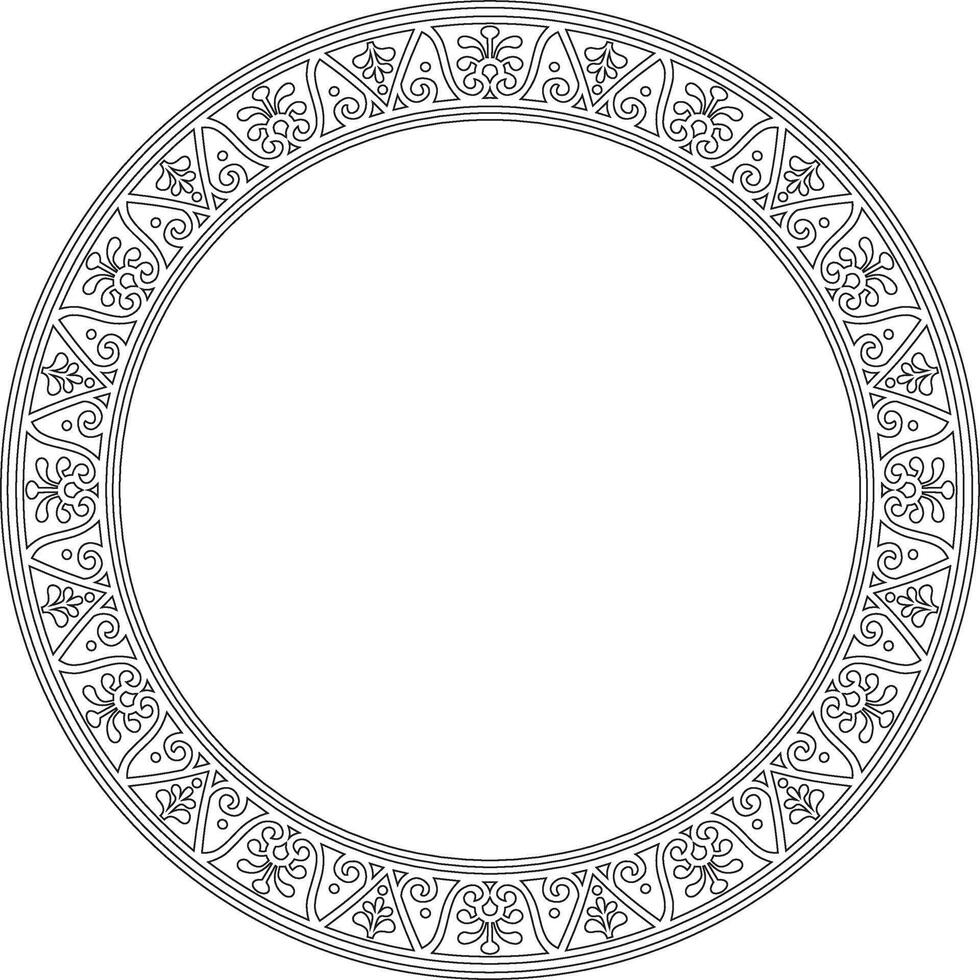 round black contour border, frame, Pompeii ring. Circle Neopolitan ornament. Art of Ancient Rome. Template for stained glass vector