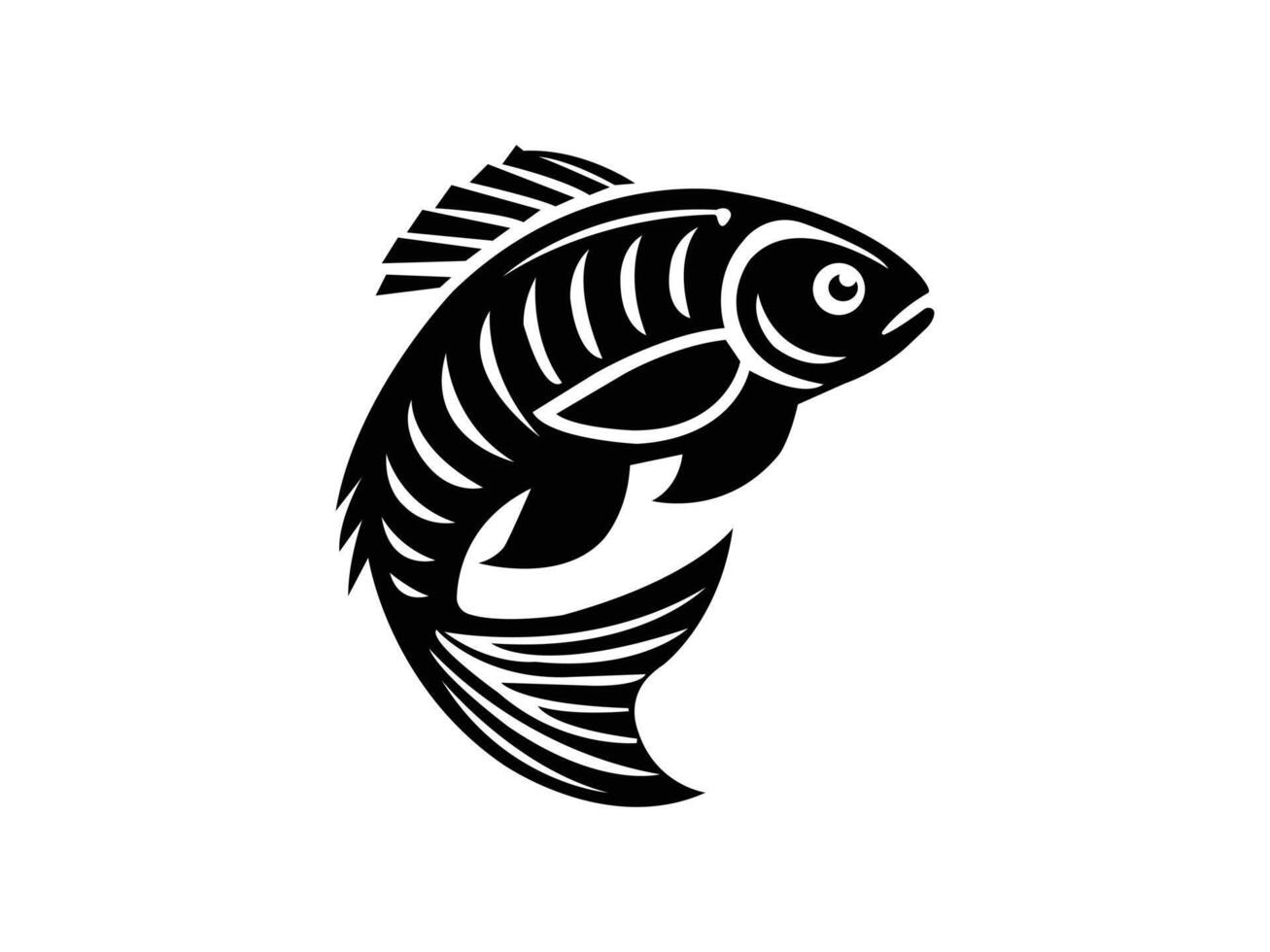 Fish icon black silhouette. Fisheries logo symbol. vector