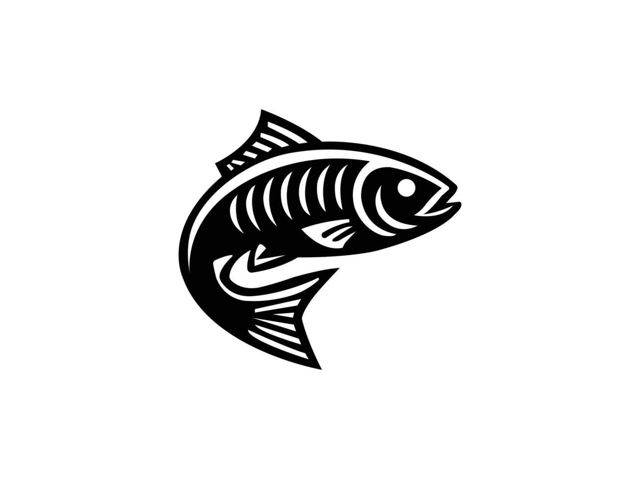 Fish icon black silhouette. Fisheries logo symbol. vector
