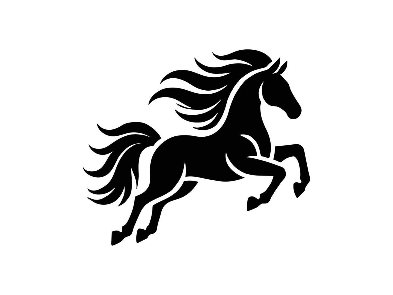 Elegant Black Horse Silhouette in Dynamic Leap vector
