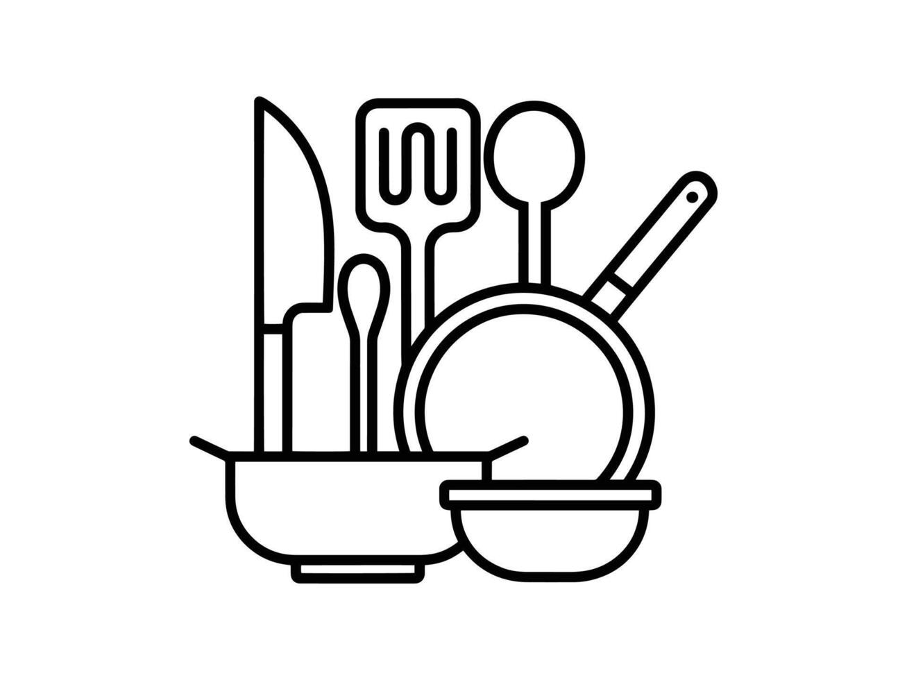 Modern Kitchen Utensils and Cookware Collection vector