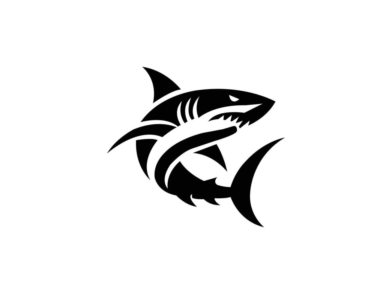 Black shark image in white background vector