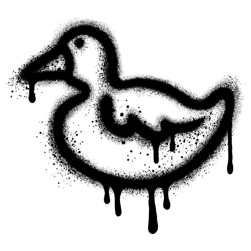 Rubber duck graffiti with black spray paint. vector