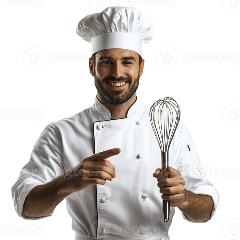 Male chef hold spoon on transparent background png