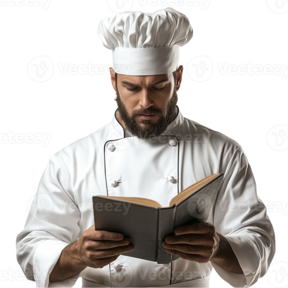 chef read menu on transparent background png
