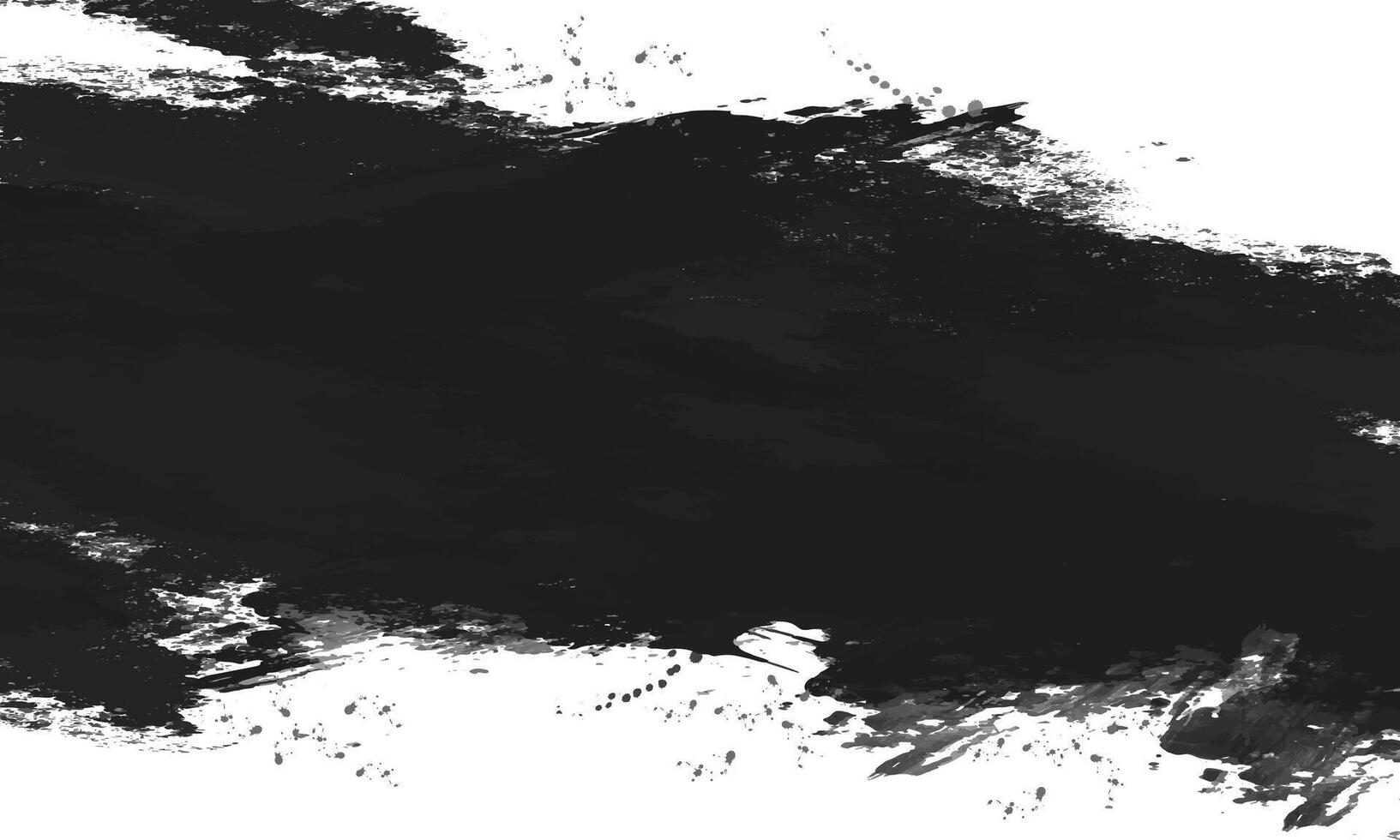 Black ink brush strokes on white background. Monochrome grunge texture illustration vector