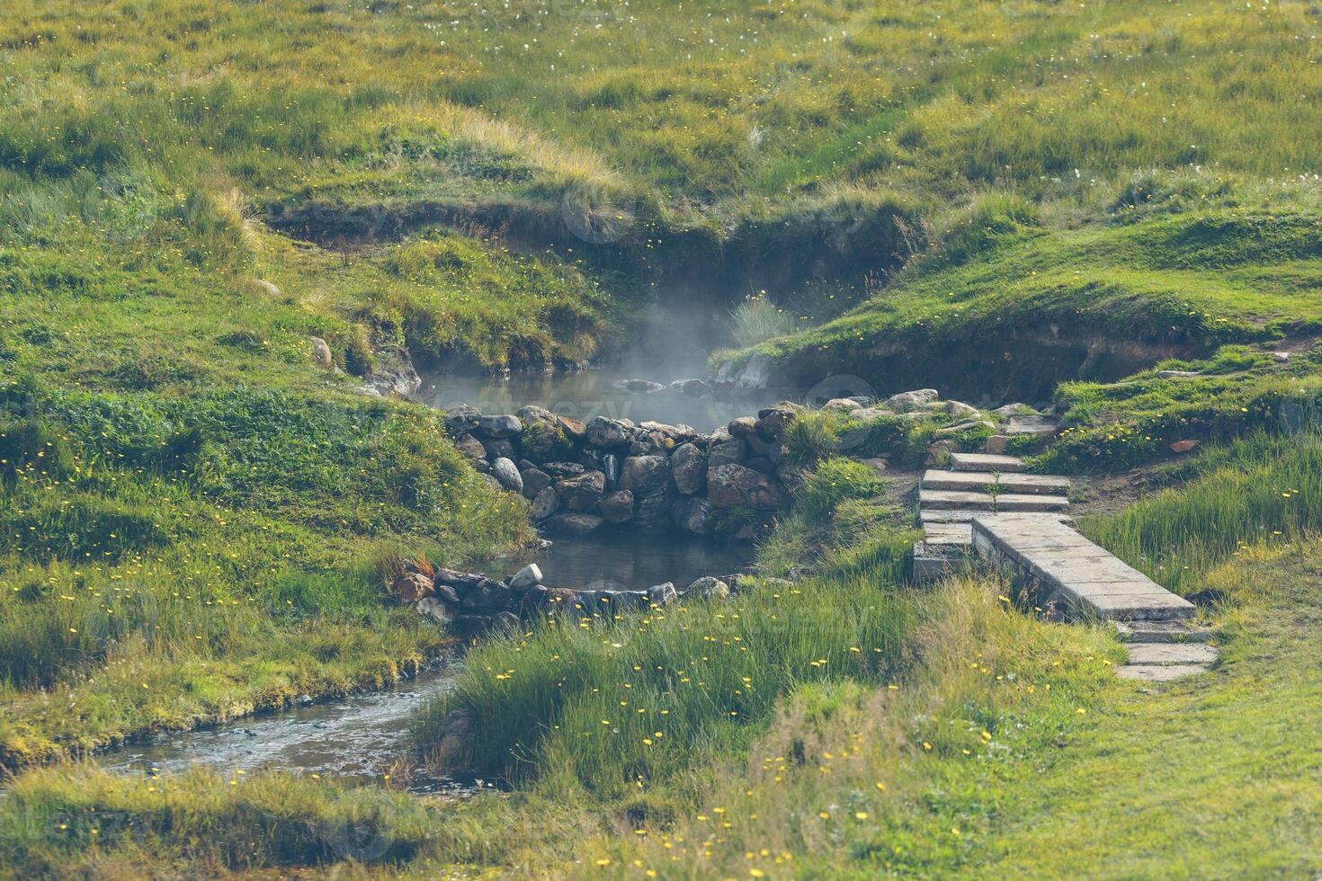 Hot spring bath in Iceland photo