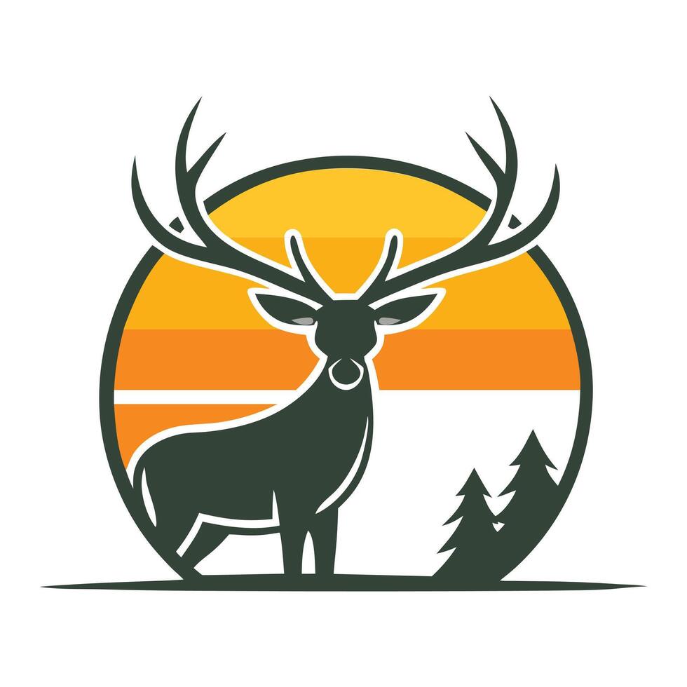 An illustration of a cute deer logo for t-shirt design. vector