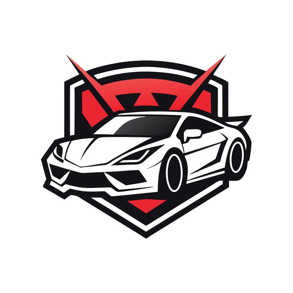A logo and icon illustration of a cute gaming or racing car vector