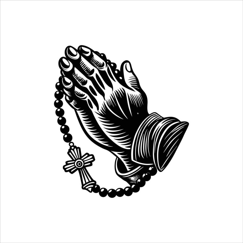 Praying Hands Rosary Icon vector