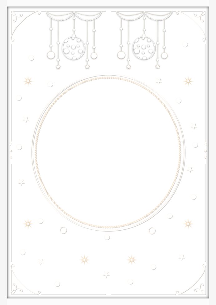 A black and white frame with stars and a circle png
