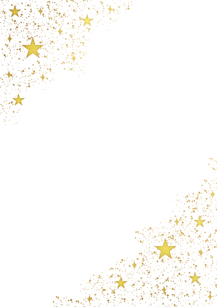 Golden stars frame on Transparent background png