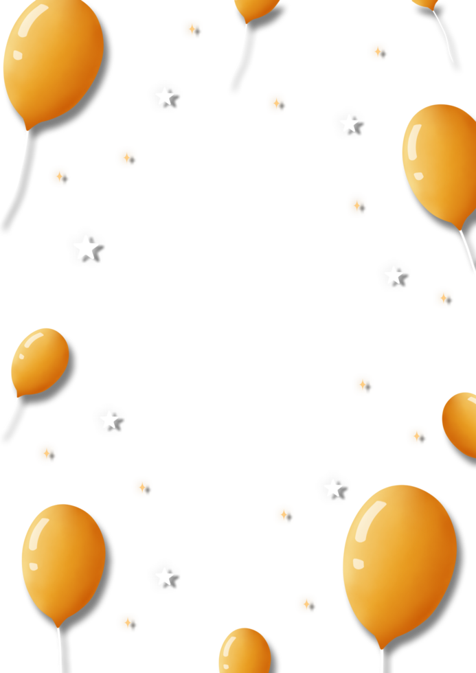 A Transparent background with balloons and confetti png