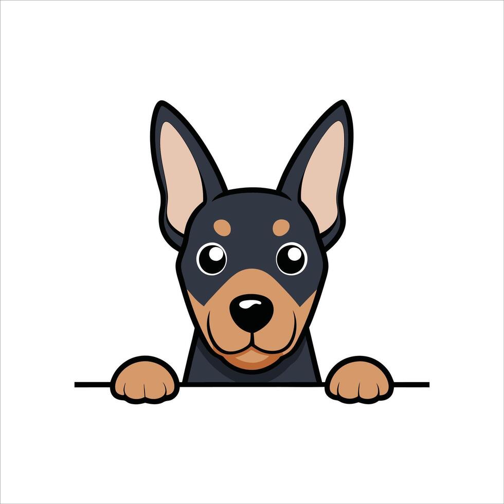 Dobermann Dog Peeking Face vector