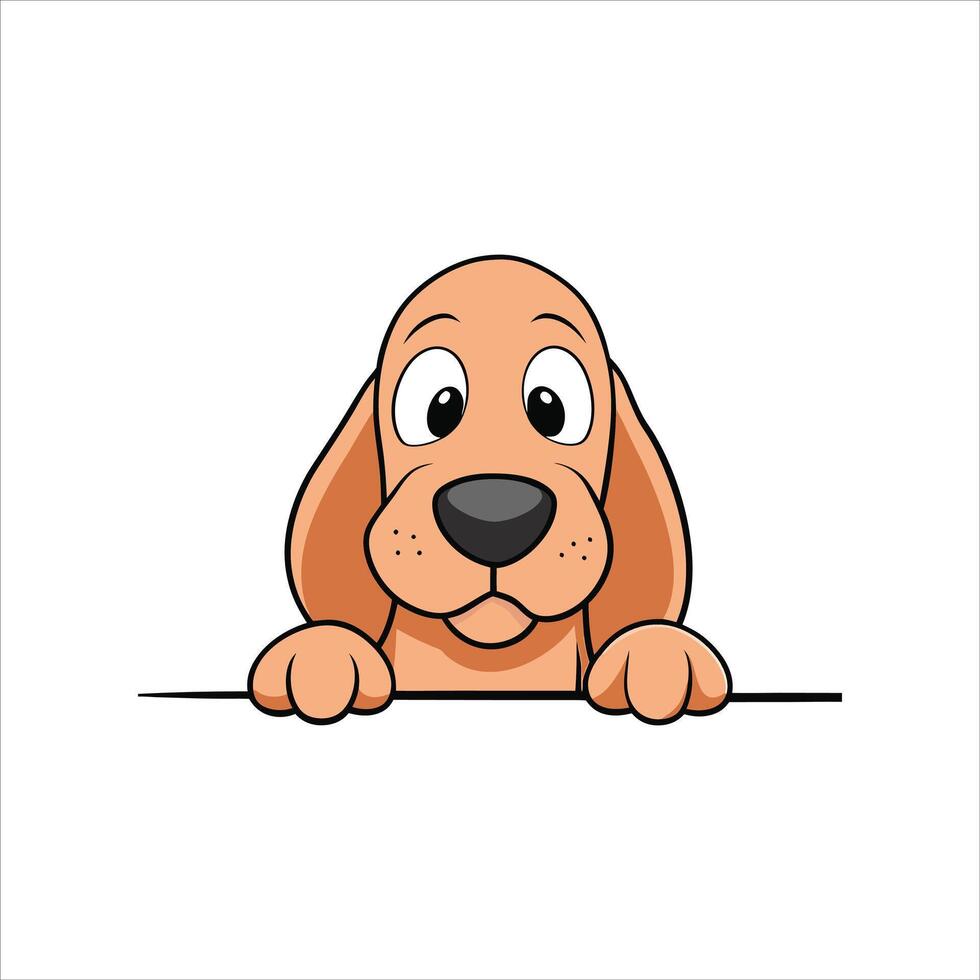 Bloodhound Dog Peeking Face vector