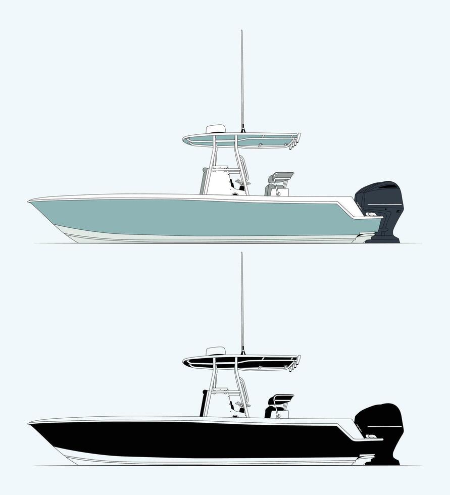 Side view illustration of a fishing boat vector