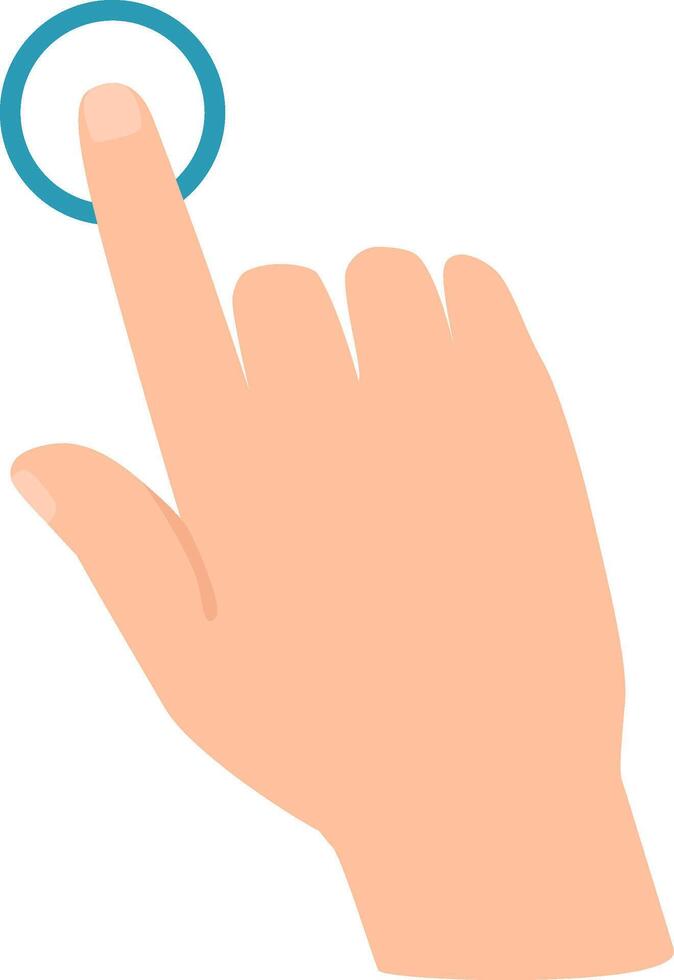 Cartoon hand touching a digital button, activating advanced technology and showcasing an innovative user interface, reflecting a modern design concept in a vibrant, engaging manner vector