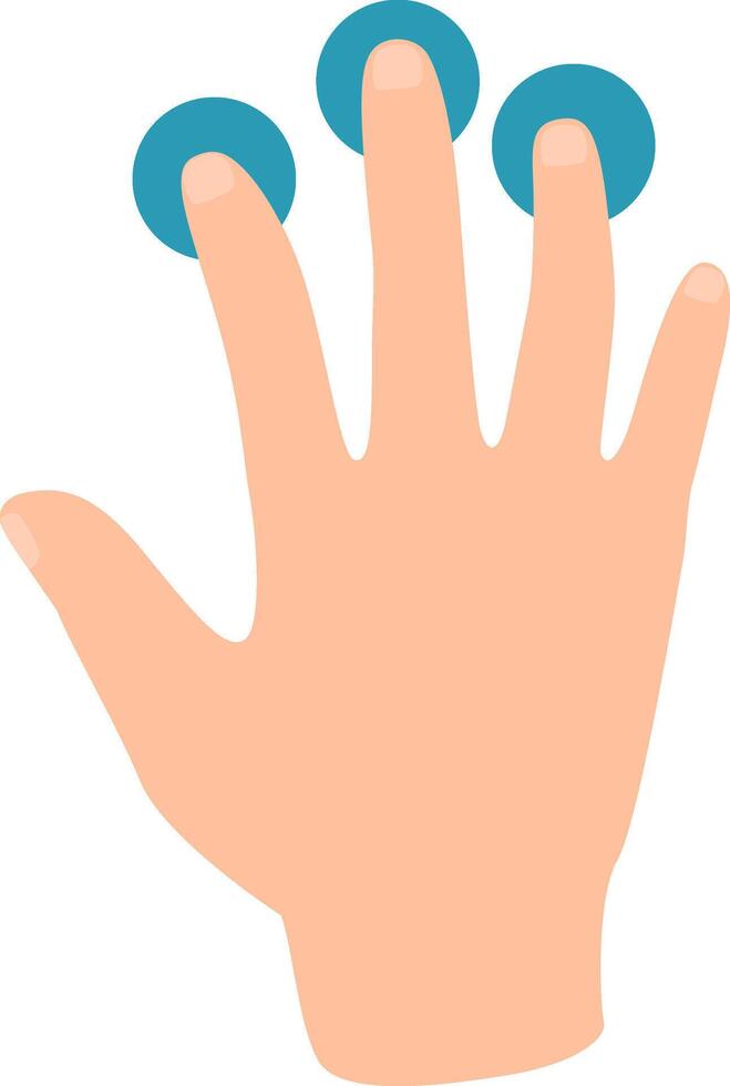 Cartoon hand interacting with a digital screen, using three fingers to symbolize the connection between humans and technology in a modern, user friendly interface vector