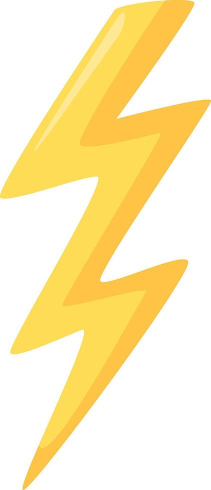 Yellow lightning bolt striking down, representing electricity, power, and energy, isolated on a white background, perfect for designs related to thunderstorms, electricity, and power vector