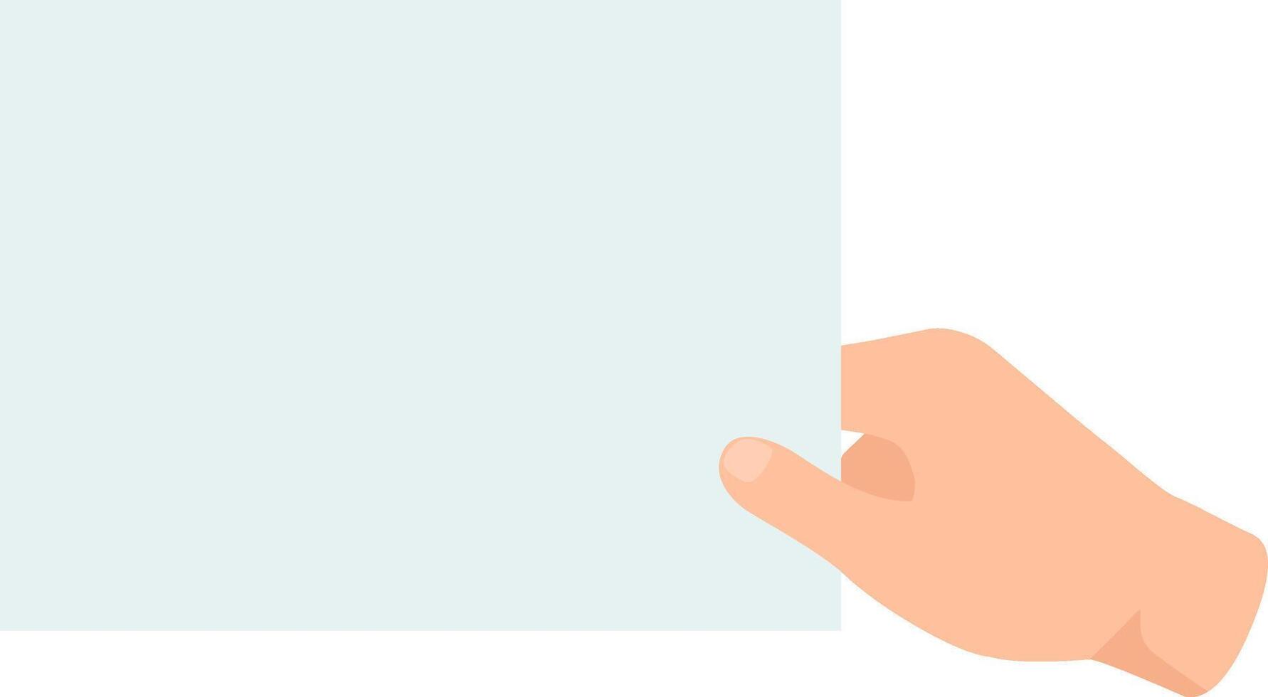 Cartoon hand holding a blank vertical paper sheet, offering ample copy space for text or images, set against a clean white background for a minimalist look vector