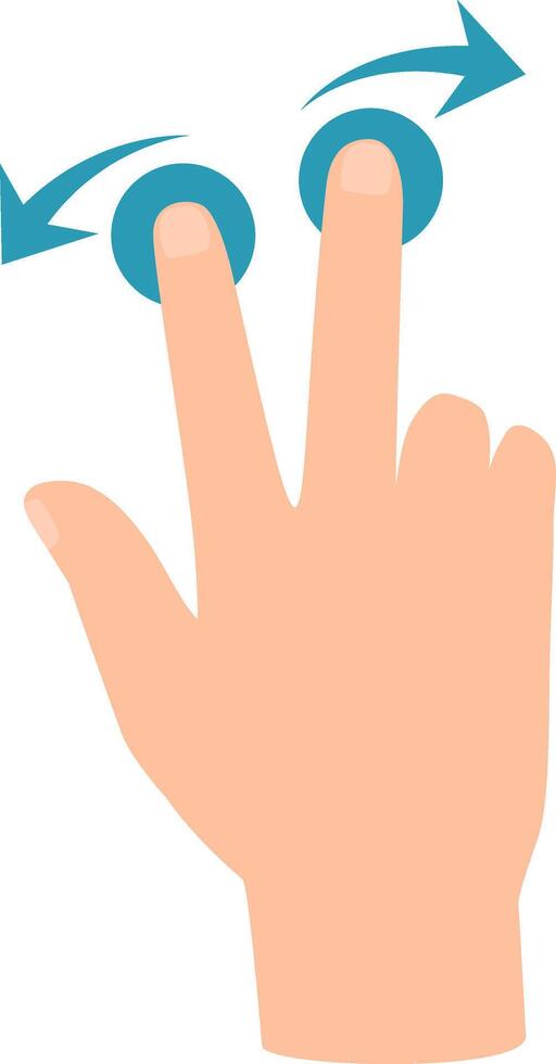 Cartoon hand rotating with two fingers on a touchscreen, illustrating a multi touch rotate gesture commonly used in modern digital devices for navigation and interaction vector
