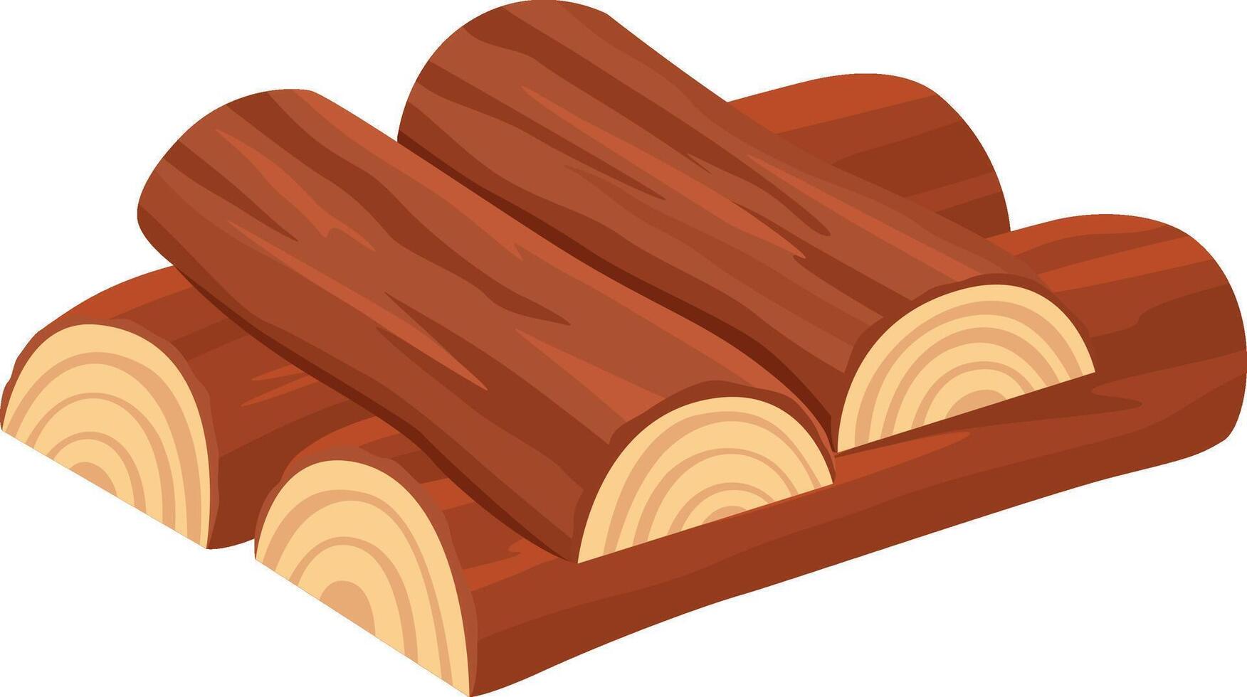 Three wooden logs stacked on a larger log highlight the essence of lumber and the wood industry, reflecting natural materials and the beauty of forestry vector