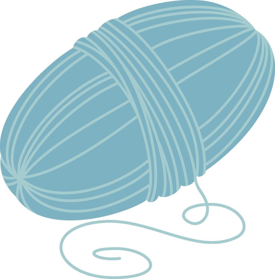 Light blue ball of yarn, tied with its own thread, gently unwinding to reveal the soft fibers used for knitting and crocheting, perfect for various creative projects vector