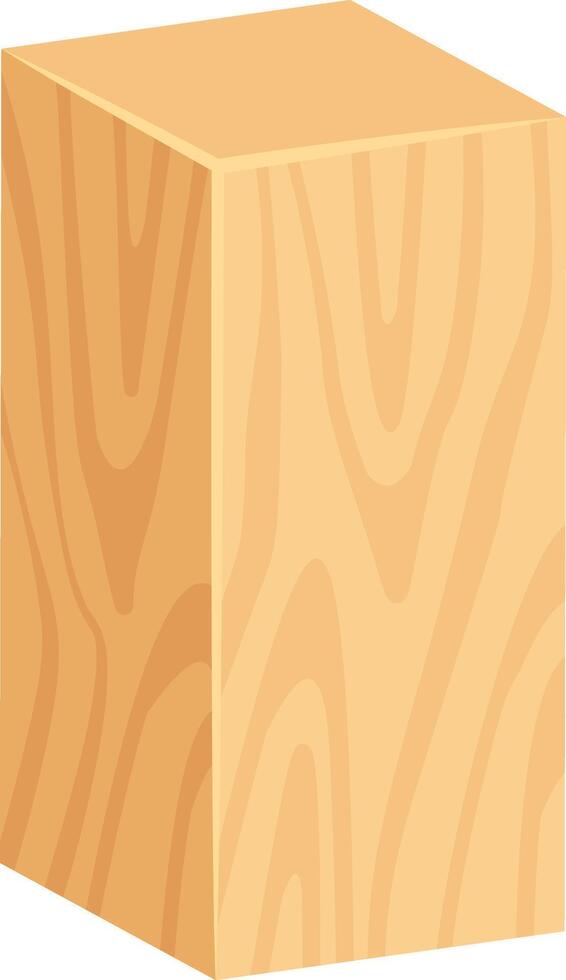 Light brown wooden block resting on a white background, displaying a natural wood grain pattern, perfect for various construction and carpentry projects requiring sturdy materials vector