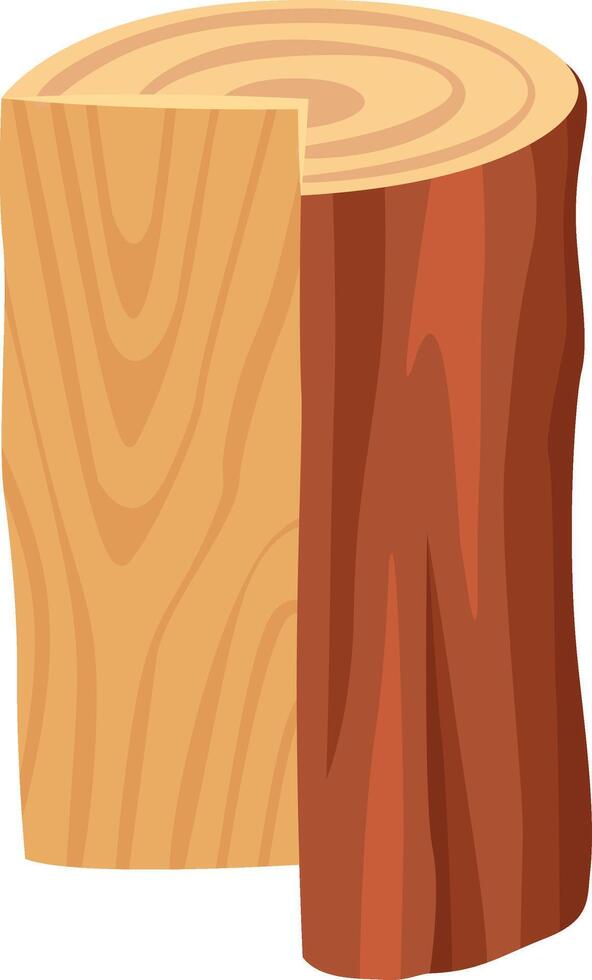Log section revealing light color inside and growth rings creating a circular pattern on top surface, representing nature's artistry and the passage of time vector