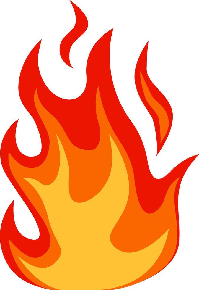 Burning red and orange cartoon flames radiate energy and warmth against a clean white backdrop, creating a vivid and dynamic visual that captures attention and excitement vector