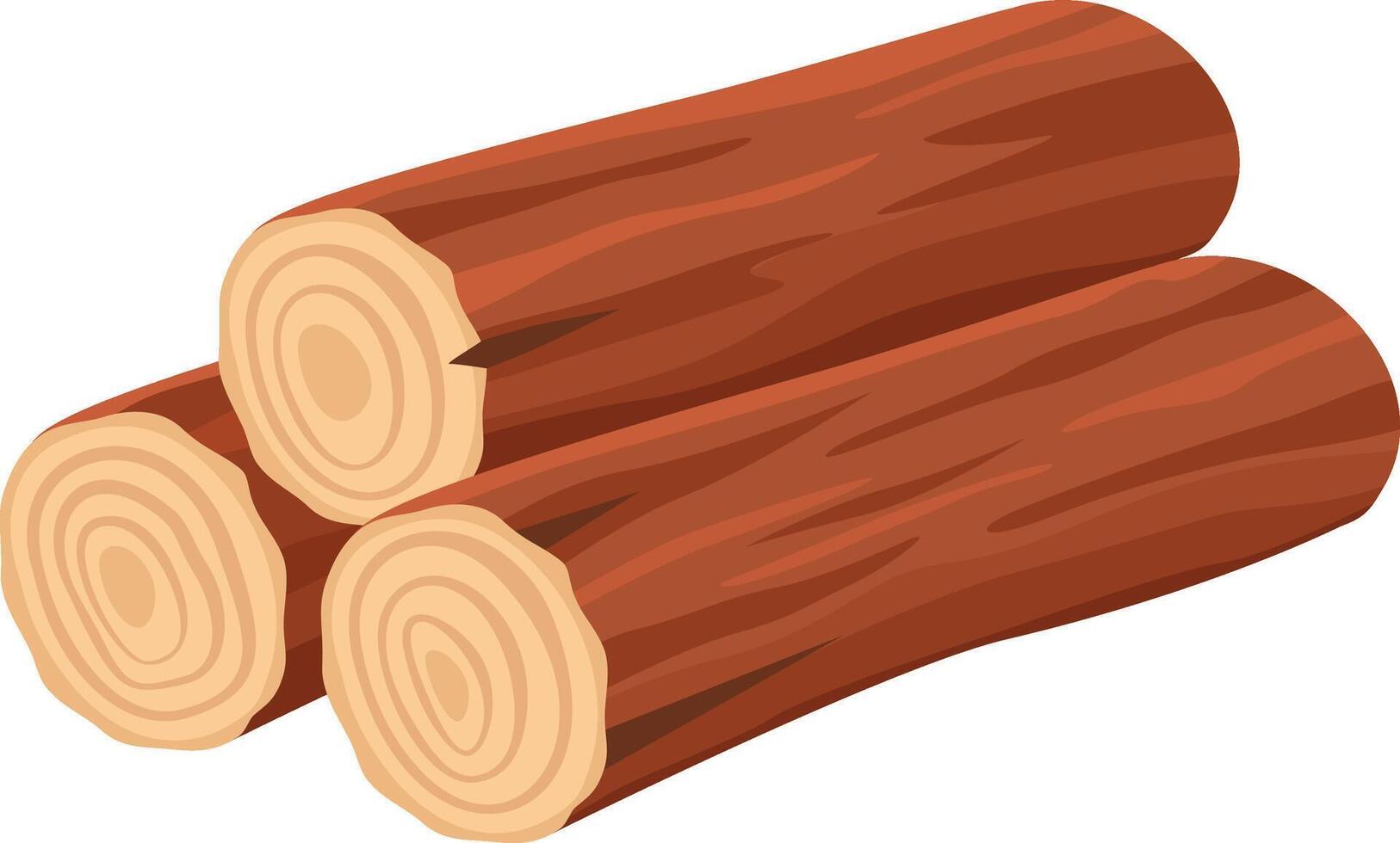 Three wooden logs stacked on a white background highlight the intricate growth rings and rich natural texture of the wood, revealing the beauty of organic materials vector