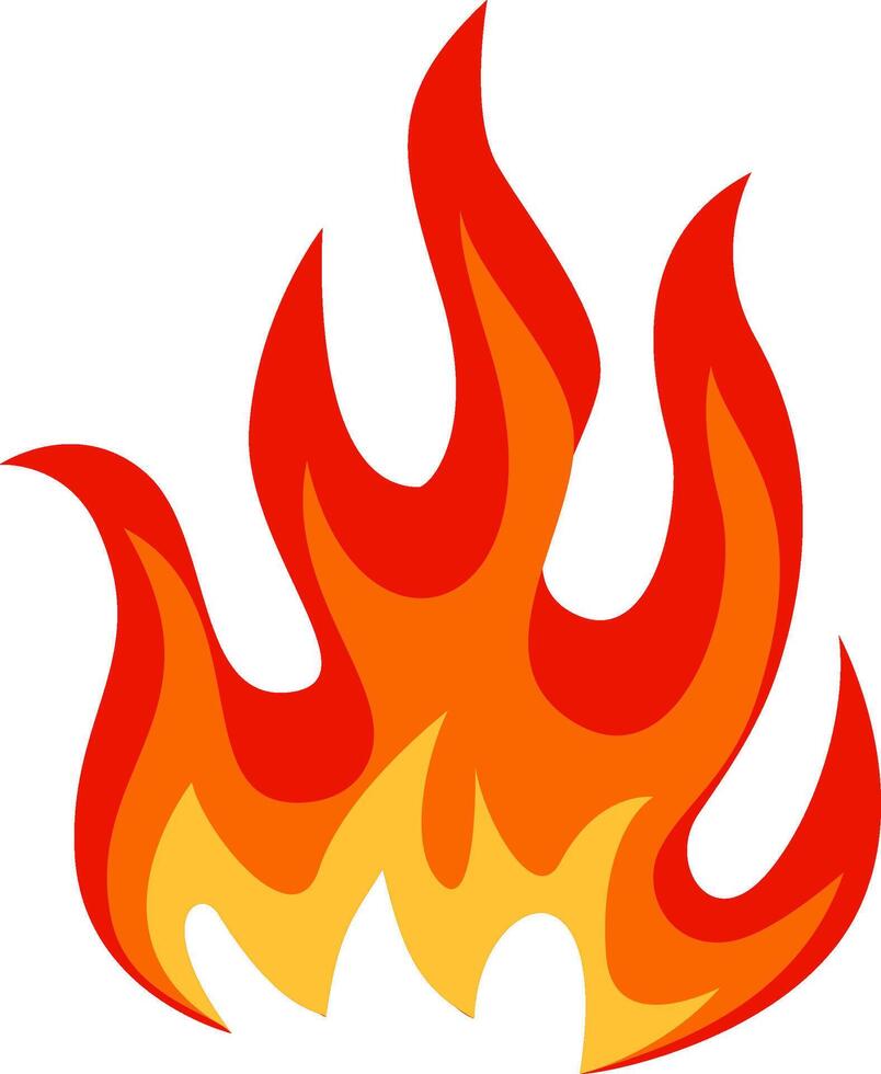 Red and orange flames dancing together, creating a stylized and cartoonish fire effect, effectively representing themes of heat, energy, and danger in a vibrant manner vector