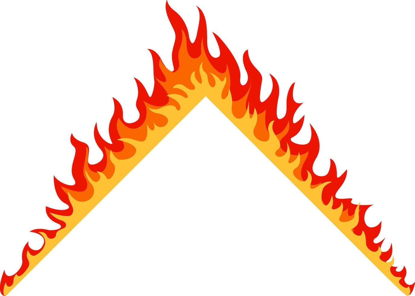Red and orange fire flames creating a triangular frame border against a white background, conveying concepts of danger, warning, and intense heat. Perfect for graphic design and decoration vector