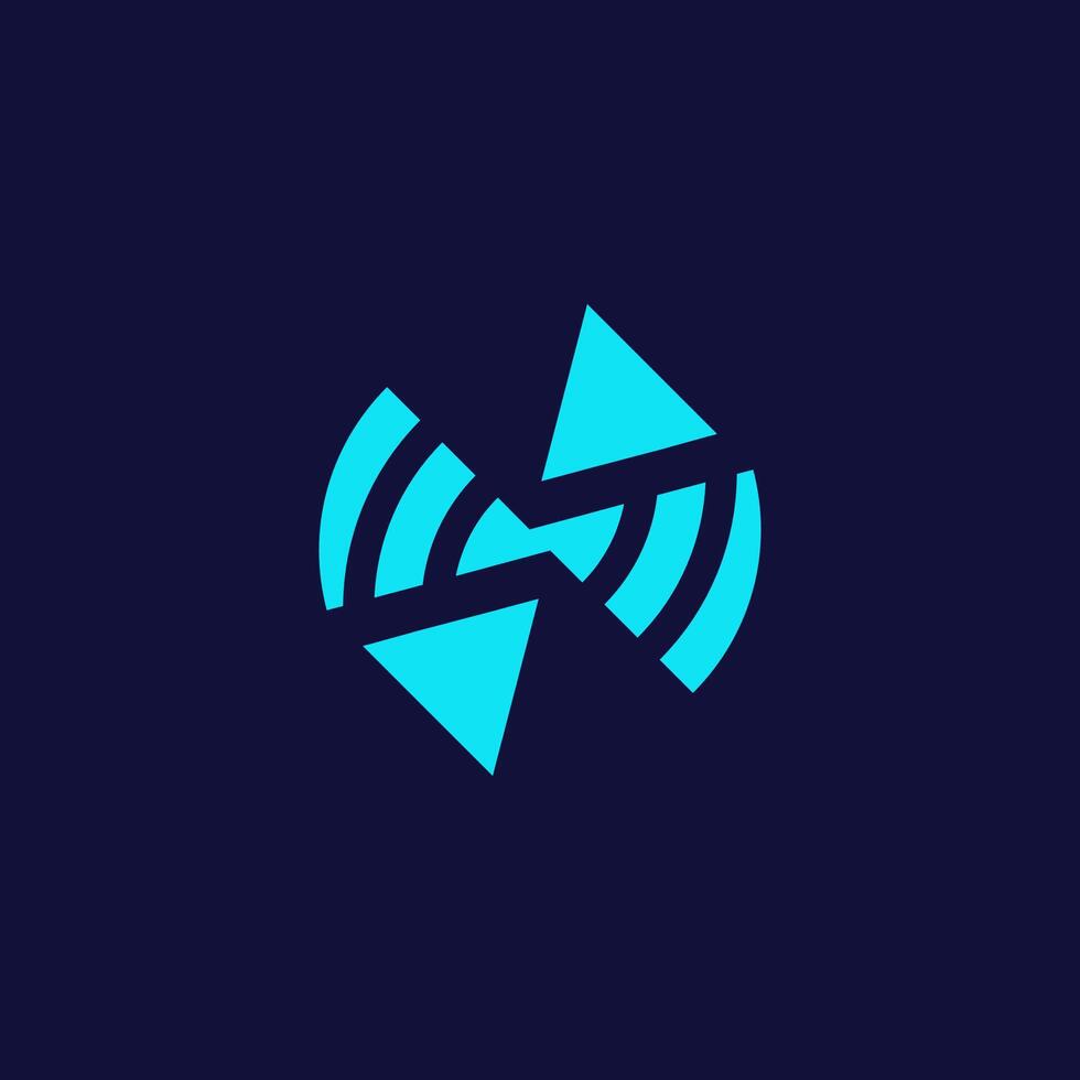 Wireless Signal letter W for internet and connection logo design vector