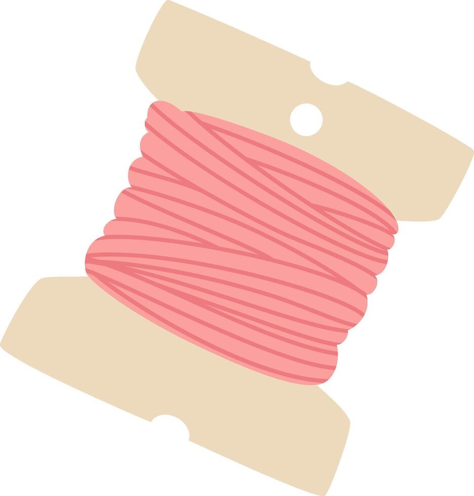 Pink thread neatly wrapped around a cardboard spool, perfect for sewing, embroidery, and various crafting projects, offering a vibrant touch to creative endeavors vector