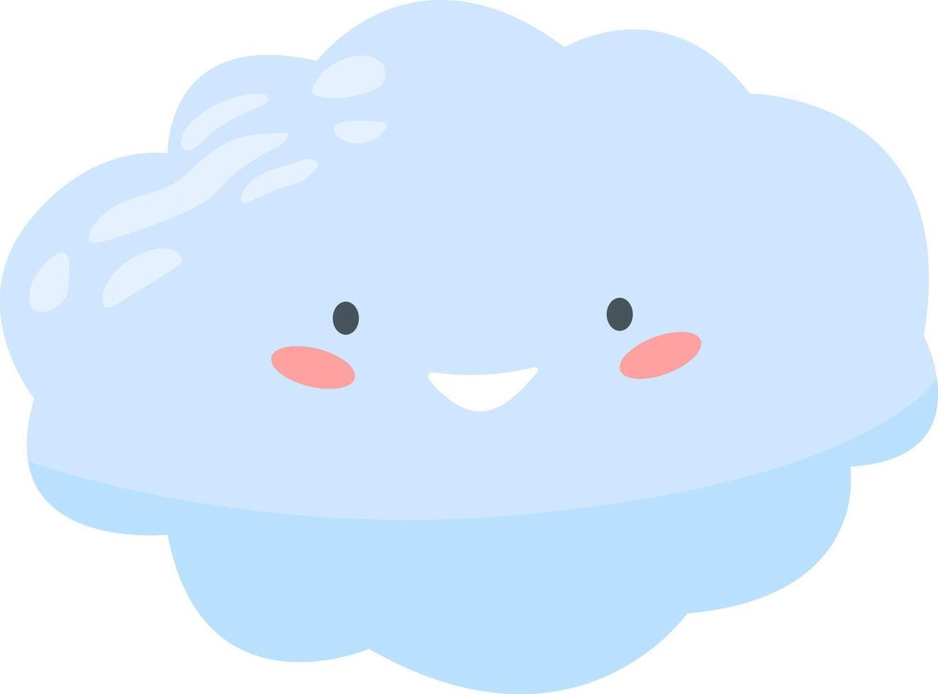 Cartoon illustration of a happy and smiling light blue cloud floating in the sky, perfect for children's books, educational materials, or any project that needs a touch of whimsy vector