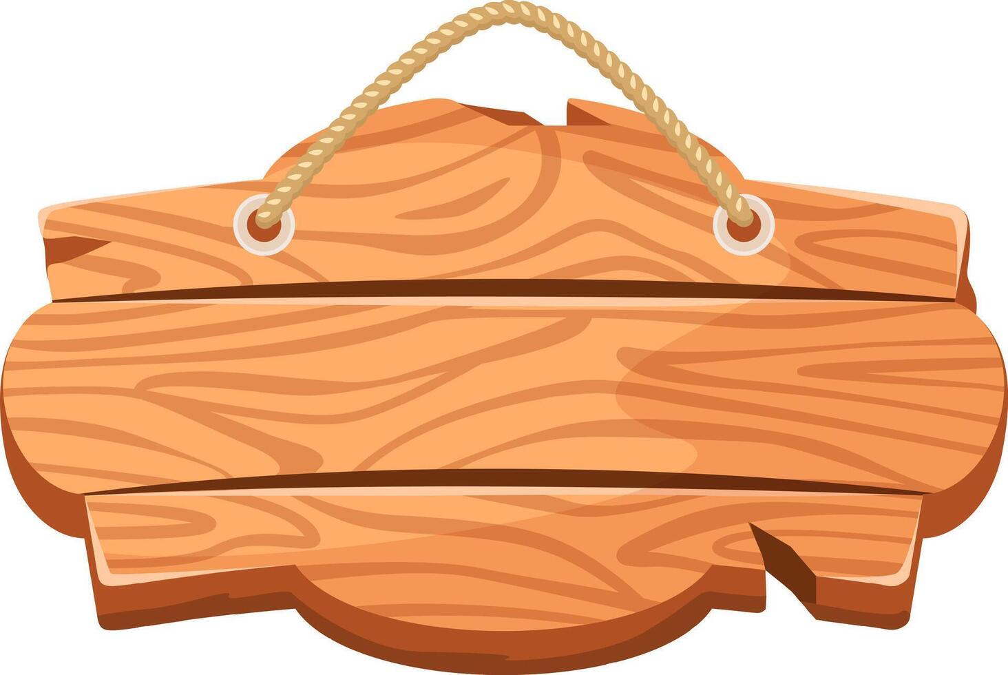Wooden sign hanging from a rope features a blank space ideal for advertising, allowing for the addition of custom text or unique designs to suit various promotional needs vector