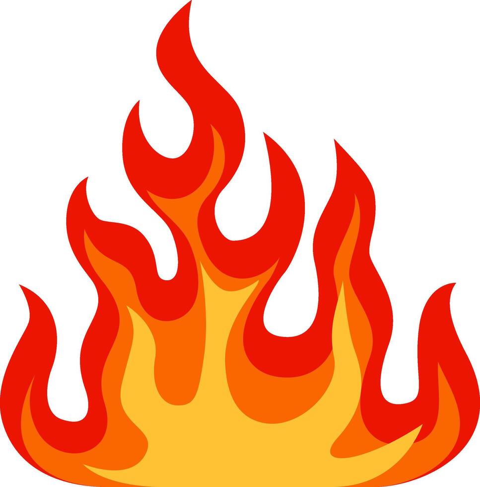 Bright stylized flames rising against a white background, radiating warmth and inviting energy with vibrant reds, oranges, and yellows, creating dynamic and captivating shapes vector