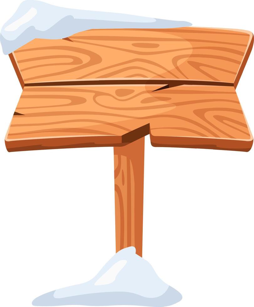 Wooden sign covered by snow with white background, perfect for representing winter season, christmas holidays, or a snowy mountain location vector