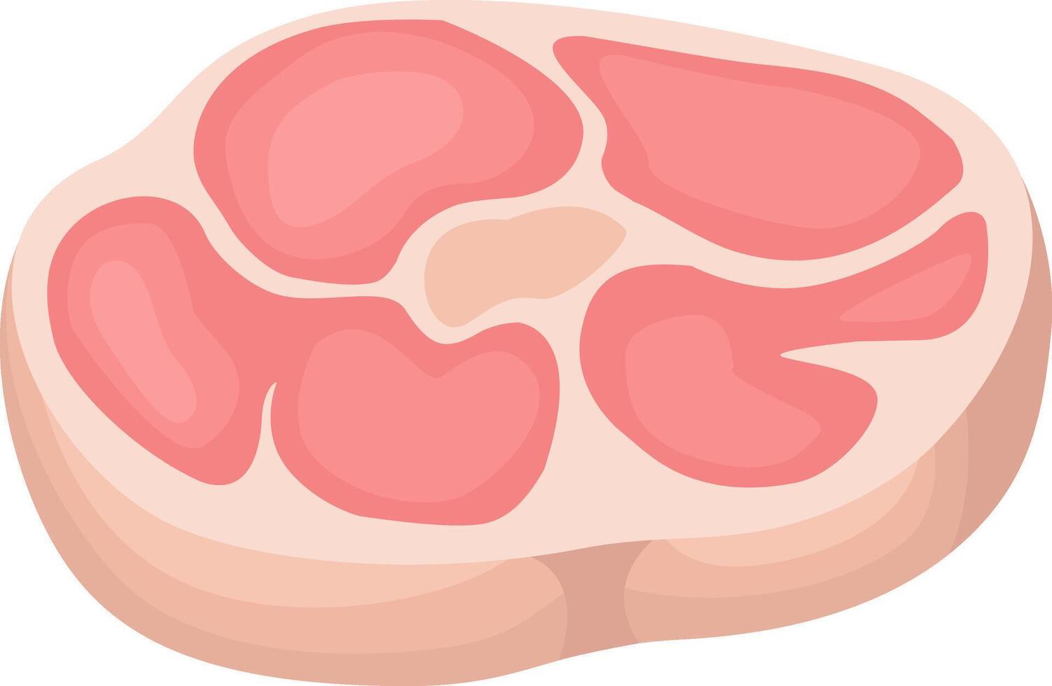 Cartoon illustration of a slice of red meat with fat, symbolizing the importance of balanced nutrition and responsible consumption for a healthy lifestyle vector