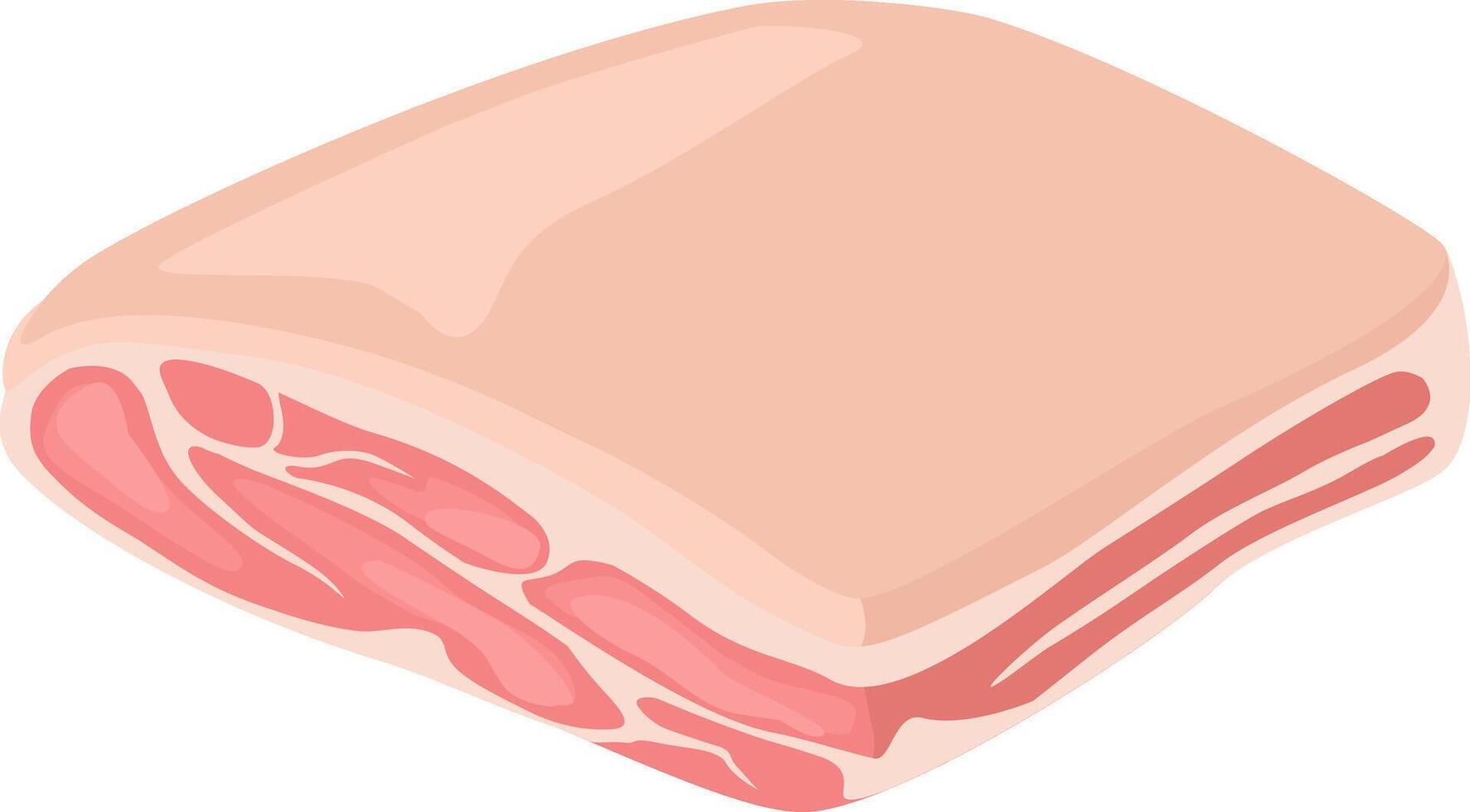 Raw pork belly meat with fat and streaks of lean meat, ideal for various culinary preparations, providing a flavorful and succulent ingredient for delicious meals vector