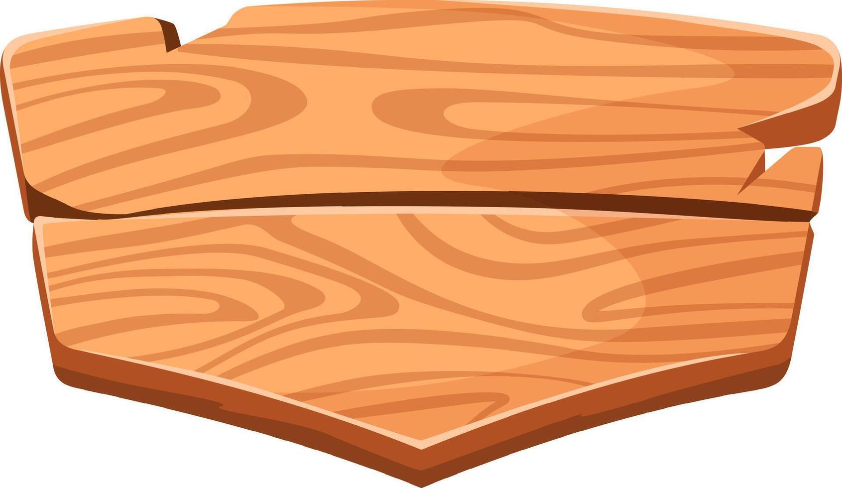 Cartoon style wooden sign featuring two planks with visible wood grain, set against a clean white background, offering a rustic and natural design element for various projects vector