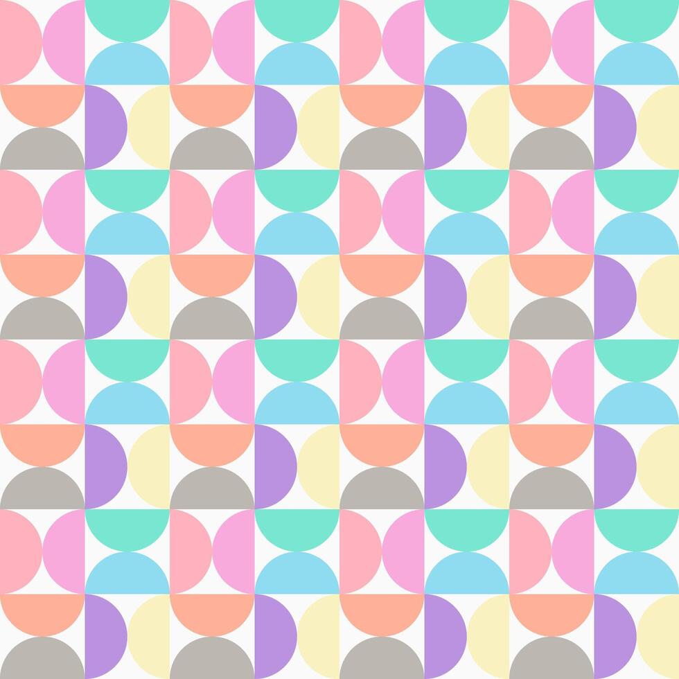 Cute half circle pastel geometric seamless pattern. vector