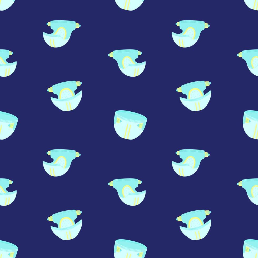 Night diapers seamless pattern. Diaper angles, diaper changing. Background, print, backdrop vector