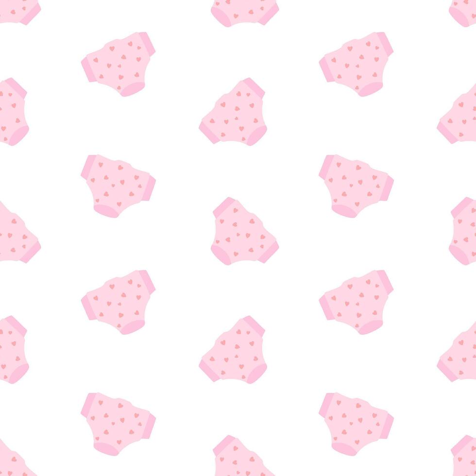 Pink diapers seamless pattern. Diaper angles, diaper changing. Background, print, backdrop vector