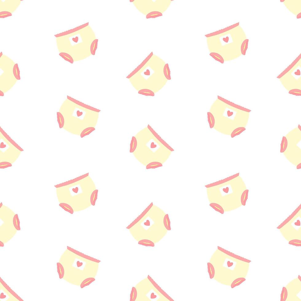 Yellow diapers seamless pattern. Diaper angles, diaper changing. Background, print, backdrop vector