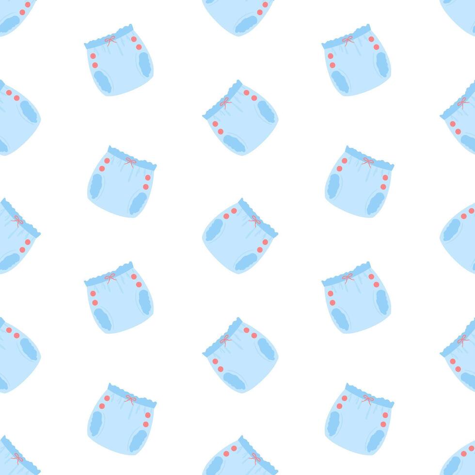 Blue diapers seamless pattern. Diaper angles, diaper changing. Background, print, backdrop vector