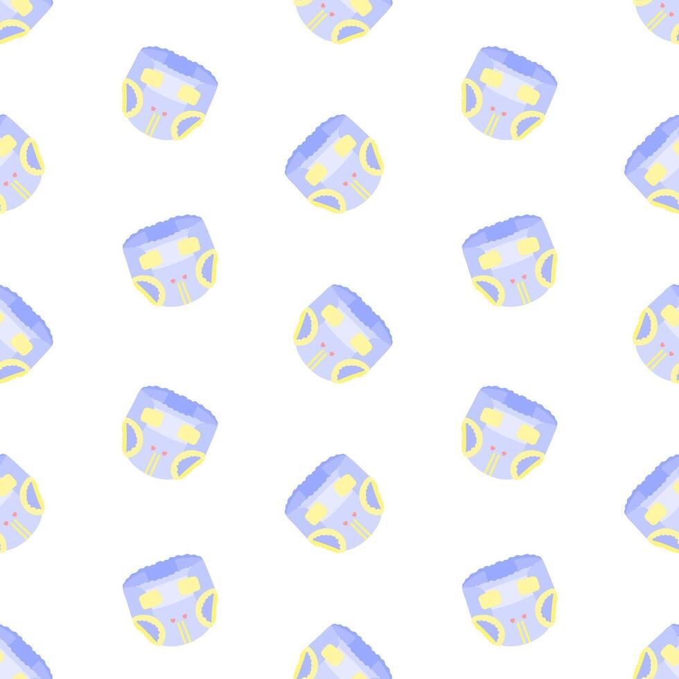Violet diapers seamless pattern. Diaper angles, diaper changing. Background, print, backdrop vector