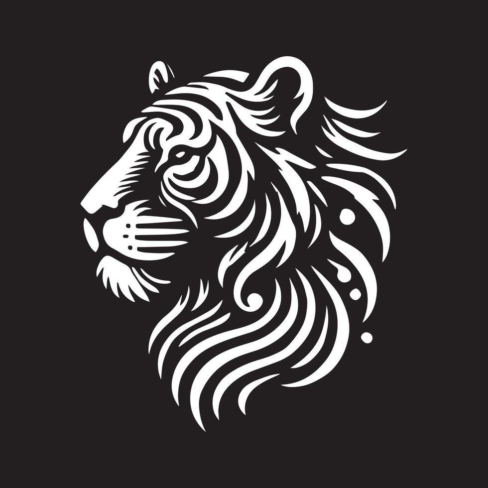 Tiger Head Silhouette Illustration Icon Design vector